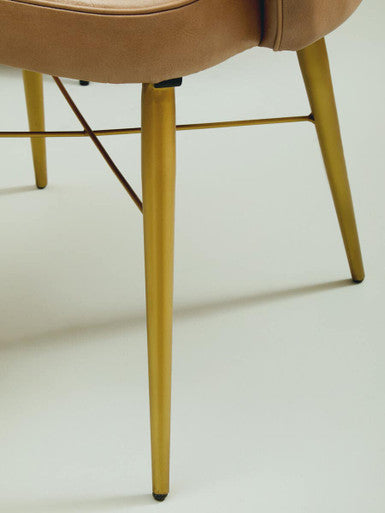 Stylish Orsina Leather Chair with Gold Metal Legs and Modern Design for Home Decor