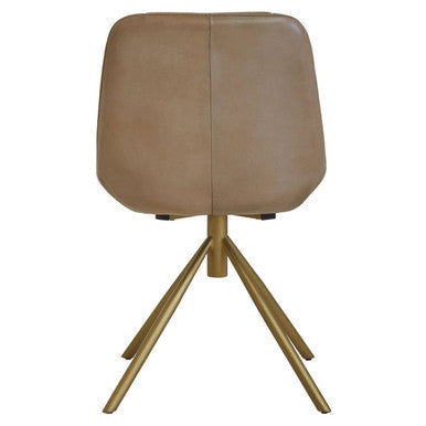 Orsina Leather Chair with a sleek design and gold metal legs for modern interiors