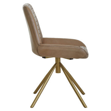 Orsina Leather Chair with a Stylish Gold Base and Comfortable Contoured Design