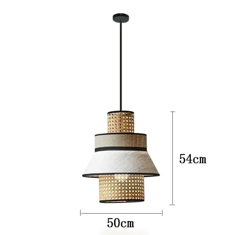 Stylish Nisu Home Light Pendant with layered design, featuring a combination of fabric and woven elements