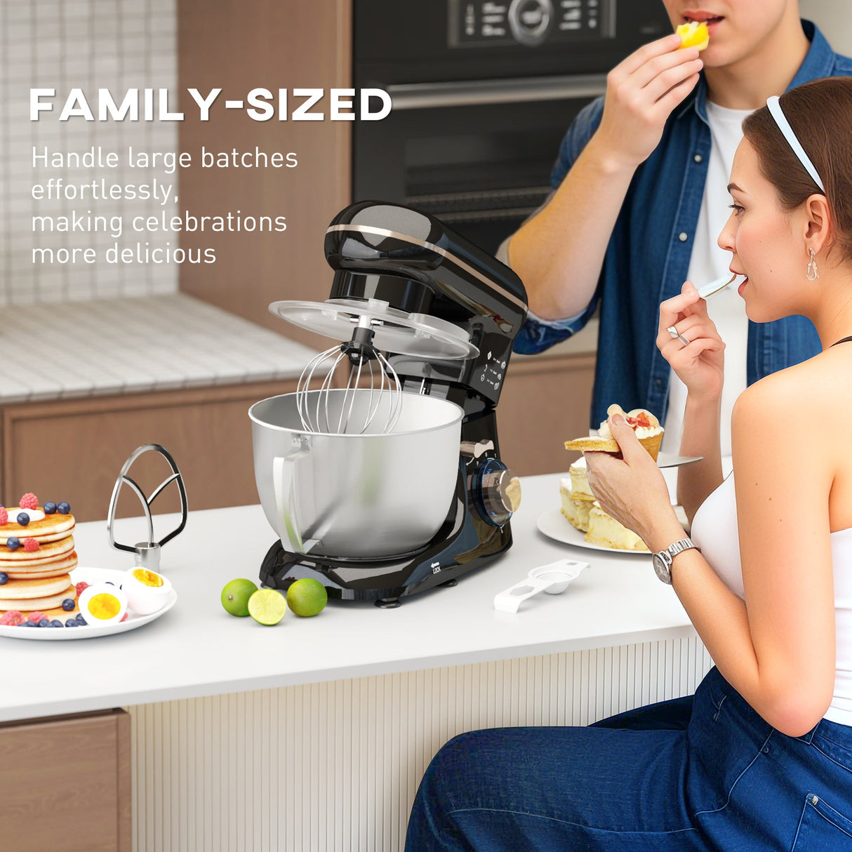 Wise Galleria Stand Mixer in a modern kitchen, perfect for mixing large batches of dough