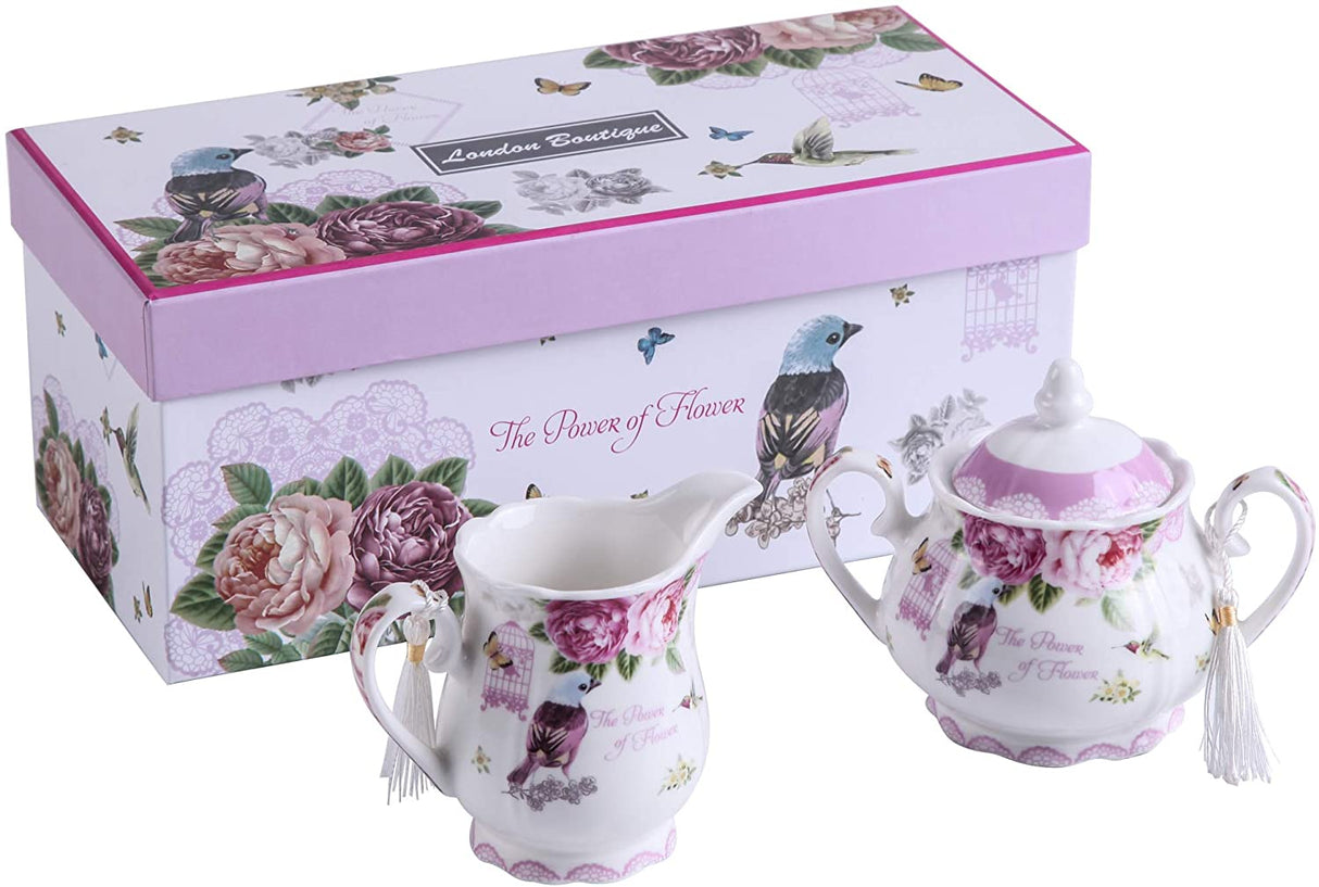 London Boutique Lifestyle Milk Jug with Floral Design, Perfect for Tea Sets and Home Decor