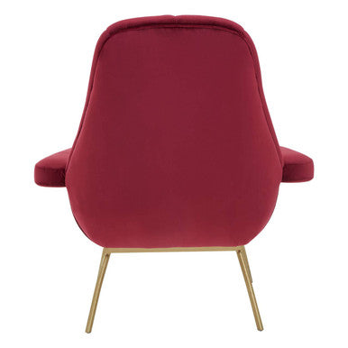 Orsina Lounge Chair in Red Velvet with Elegant Gold Legs for Stylish Home Decor
