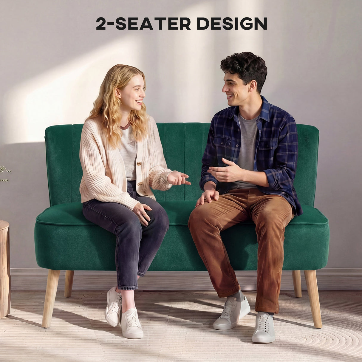 Wise Galleria Loveseat Sofa in Green with Modern 2-Seater Design Ideal for Small Spaces