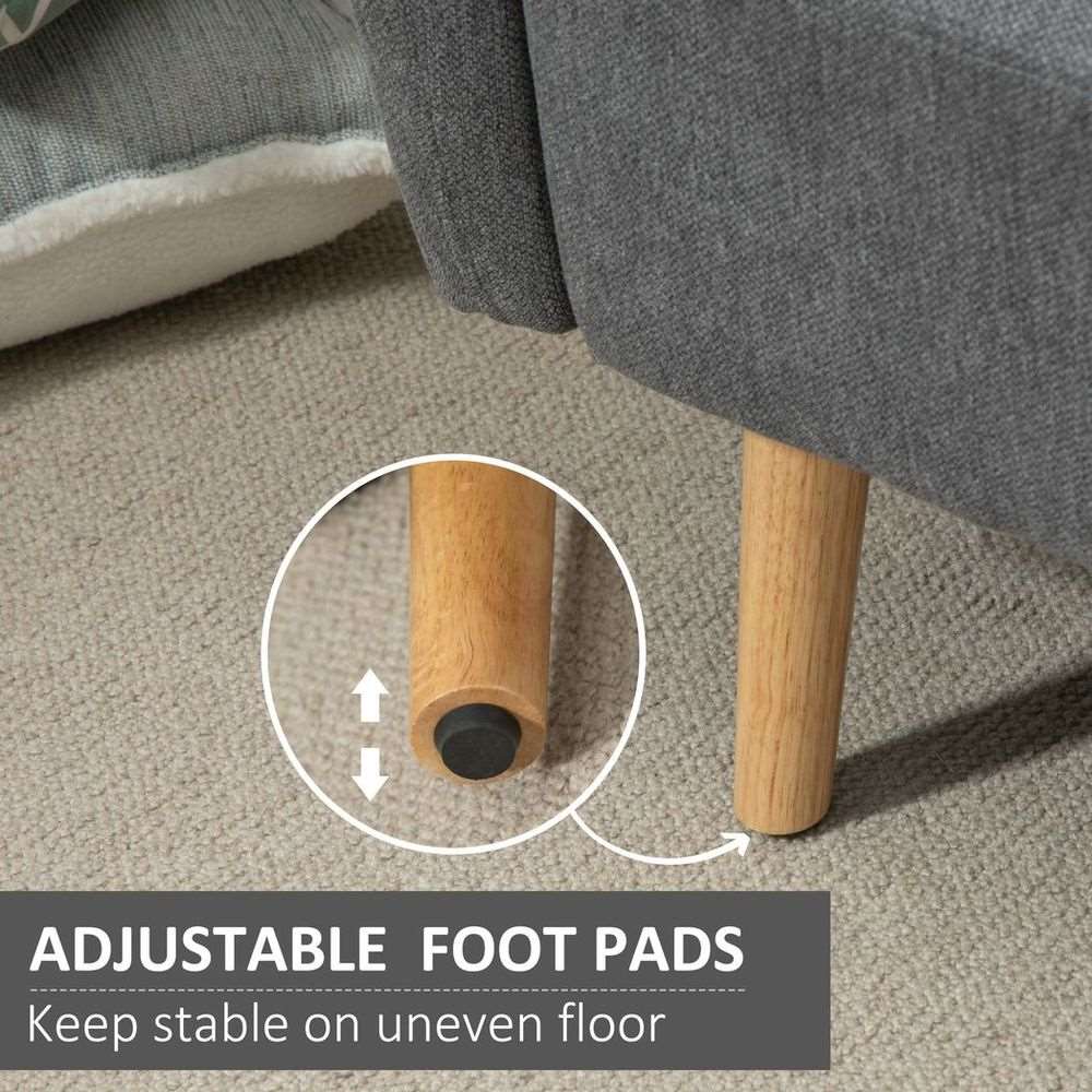 2-Seat Loveseat Sofa Chenille Fabric Upholstered Couch Rubberwood Legs, Grey HOMCOM