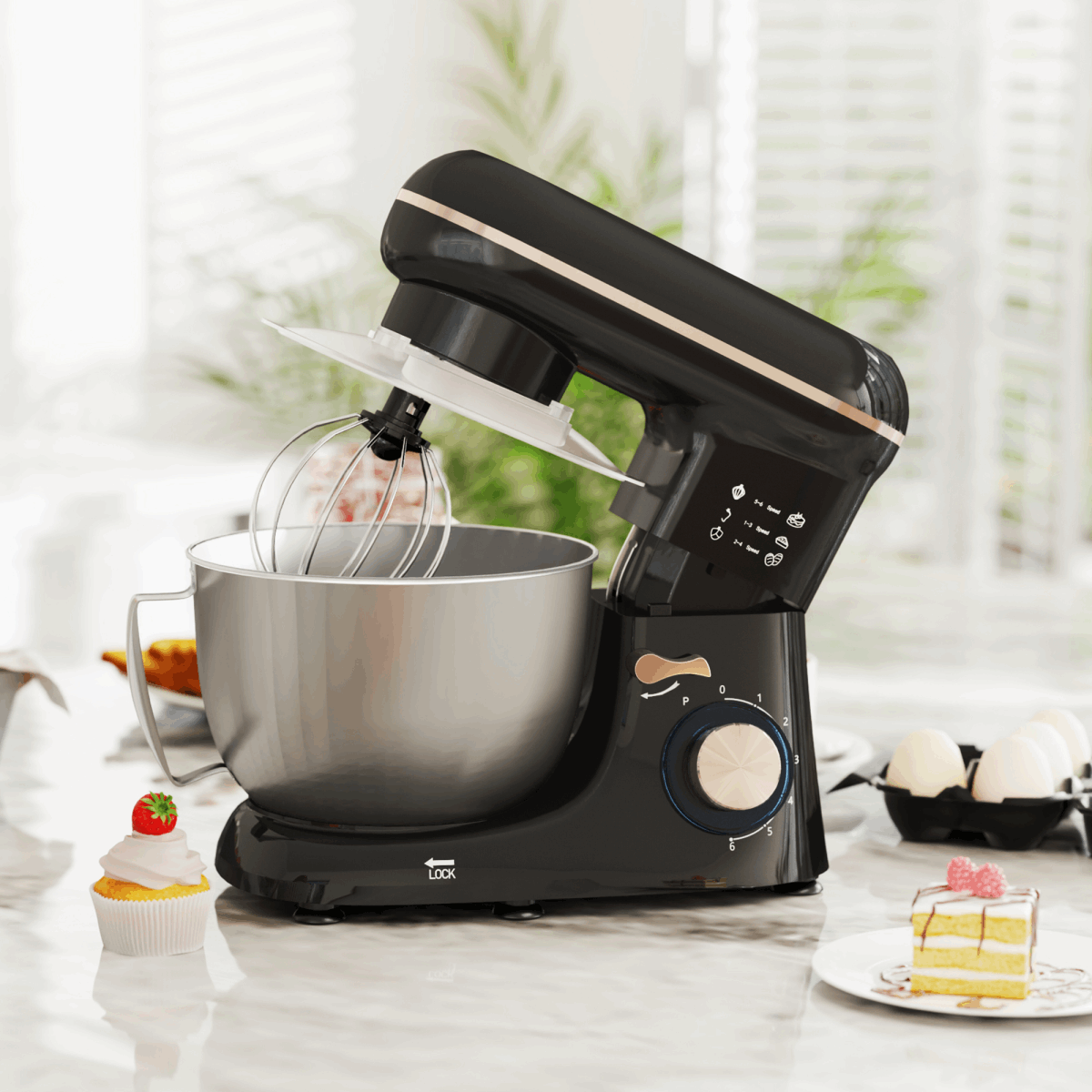 HOMCOM Electric Stand Mixer, 4.5L Food Mixer with Dough Hook, Whisk HOMCOM