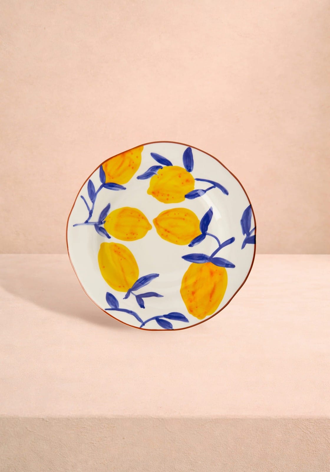 Casa by Josephine Jenno Lunch Plates with Vibrant Lemon Design on White Background