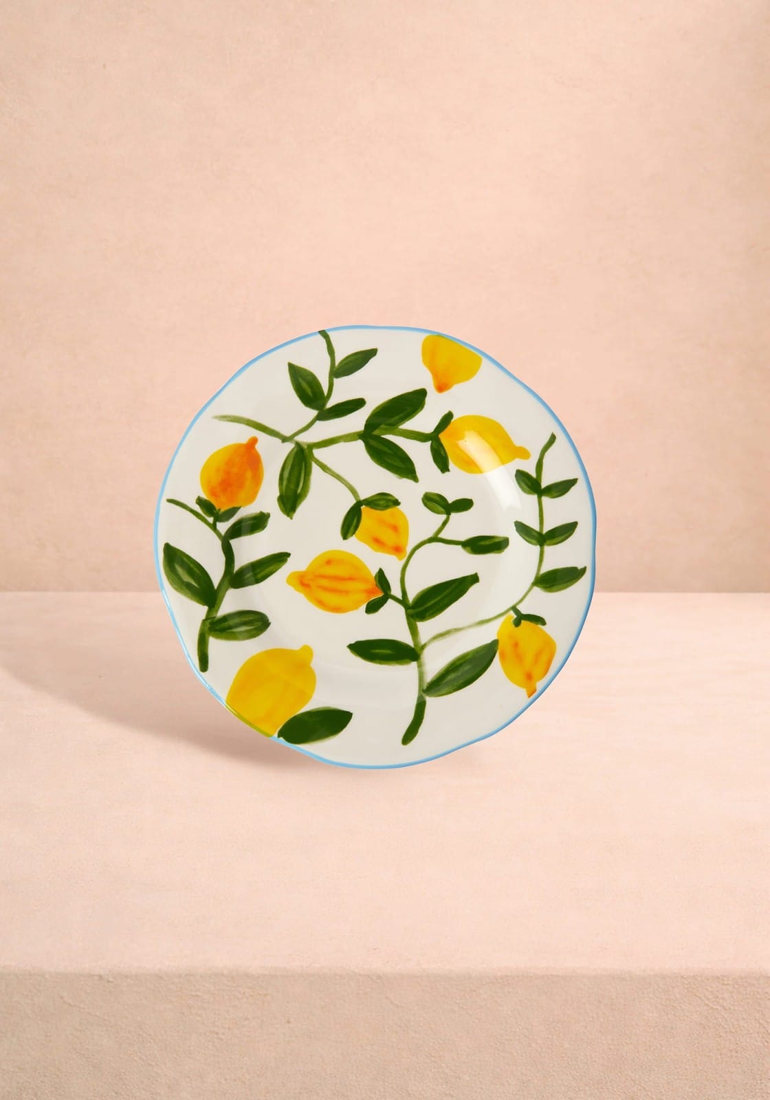 Casa by Josephine Jenno Lunch Plates featuring a vibrant lemon and leaf design