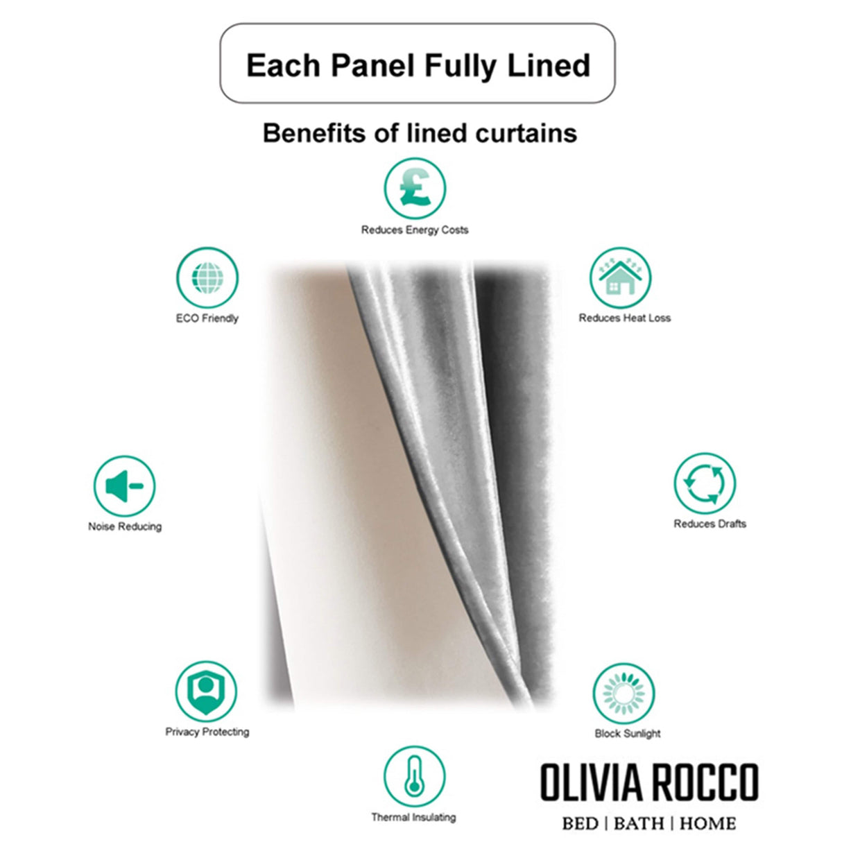OLIVIA ROCCO Eyelet Curtains Fully Lined for Energy Efficiency and Noise Reduction