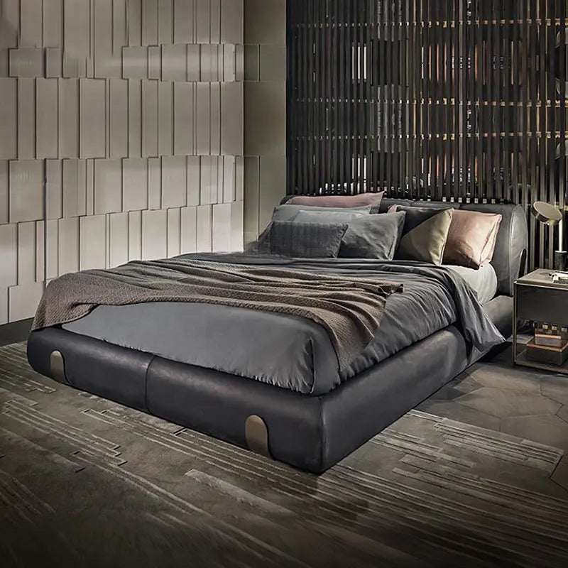 Nisu Home Luxury Bed in Grey with Plush Bedding and Modern Design for Stylish Bedrooms