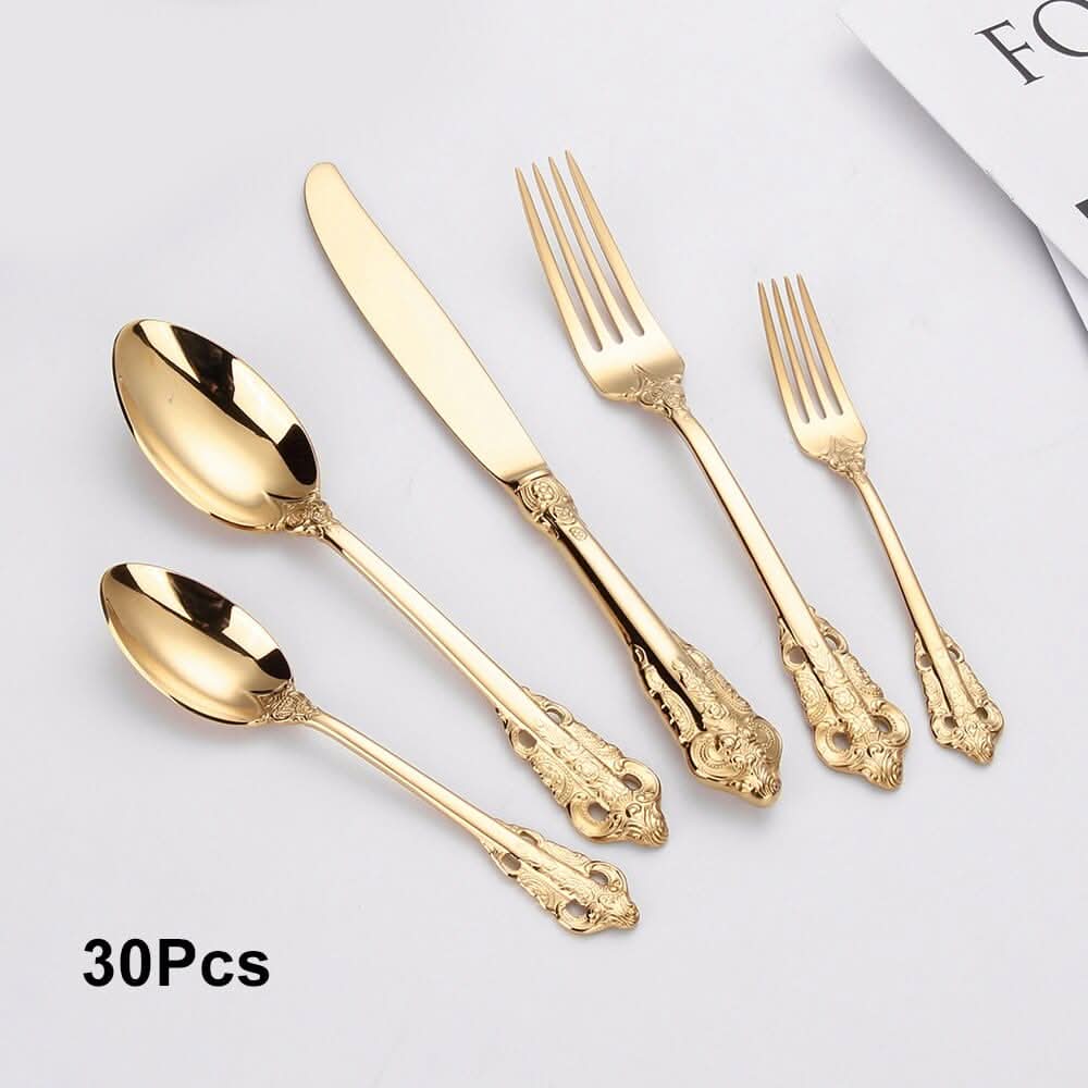 Kitchen Essentials Elegant Cutlery Set for Dining 30pcs Light Gold A Kitchen Essentials
