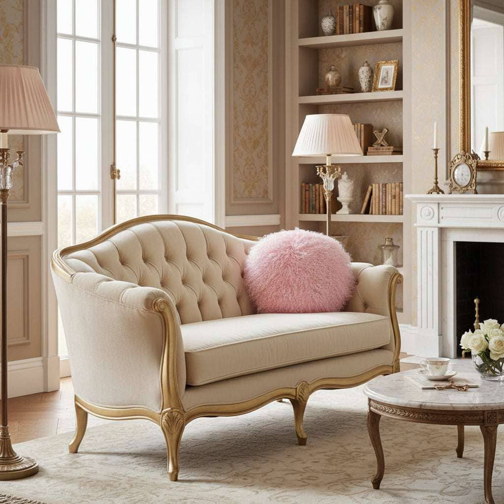 Bosie Mongolian Fur Pink Round Cushion Orsina
