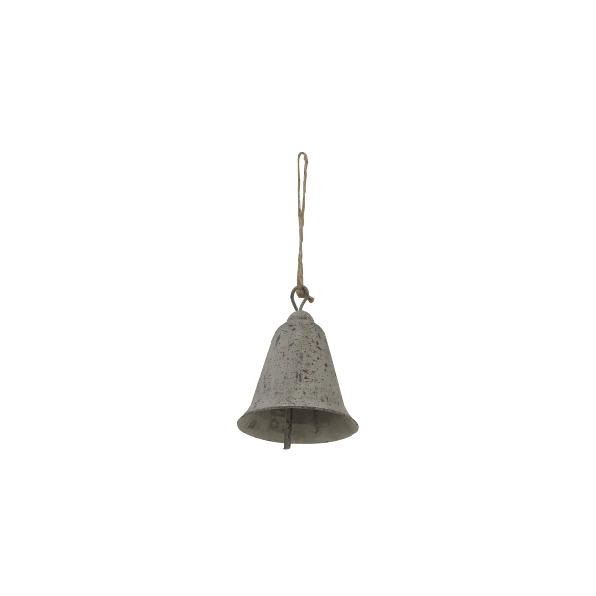Rustic Metal Hanging Bell decoration with a twine loop for festive Christmas decor