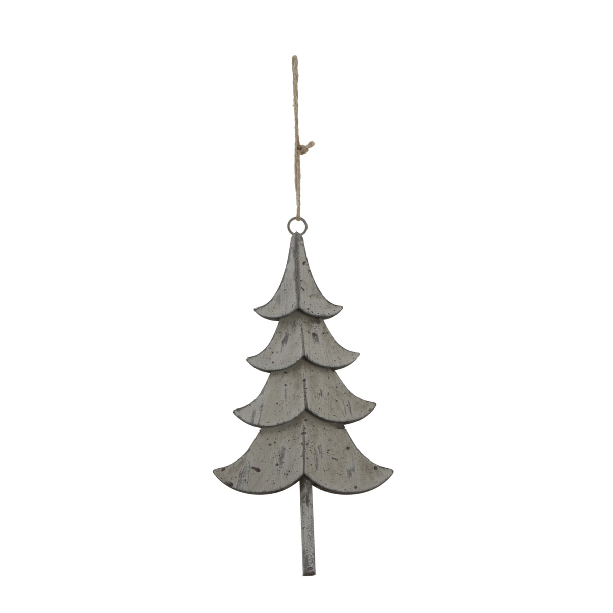 Rustic Metal Hanging Tree Decoration in Grey for Christmas Baubles or Home Decor