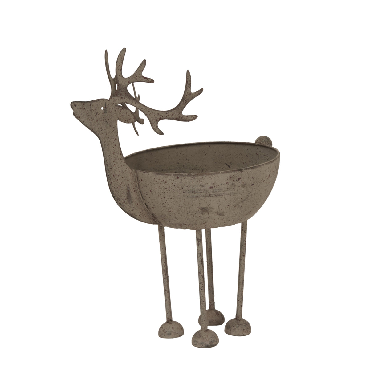 Metal Reindeer Bowl for Christmas room decorations, featuring a stylish rustic design with antlers and a bowl shape