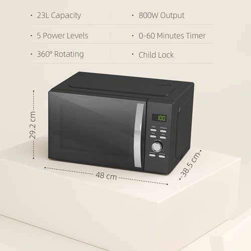HOMCOM 23L 800W Microwave Oven with Digital Display, Auto Cook, Black HOMCOM