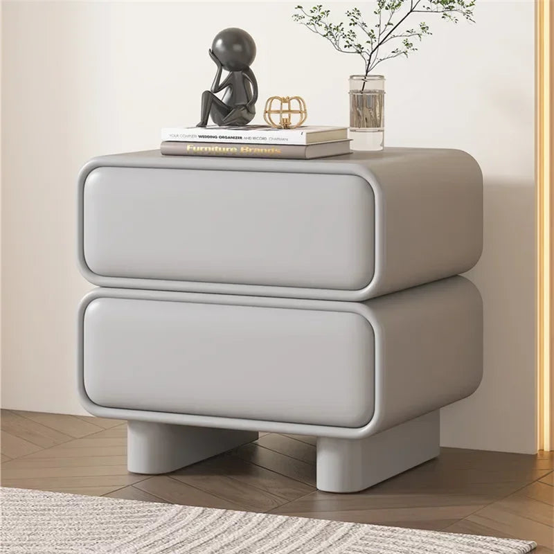 Klassyx modern grey Bedside Table with rounded edges and a stylish design for contemporary bedrooms