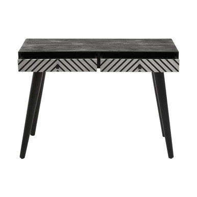 Orsina Console Table with Two Drawers and Stylish Chevron Design in Black and White