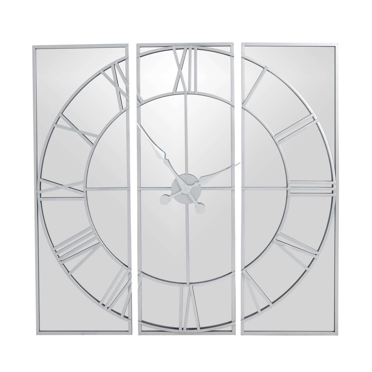 Shades 4 Seasons Mirrored Wall Clock with Roman Numerals SILVER GLASS Shades 4 Seasons