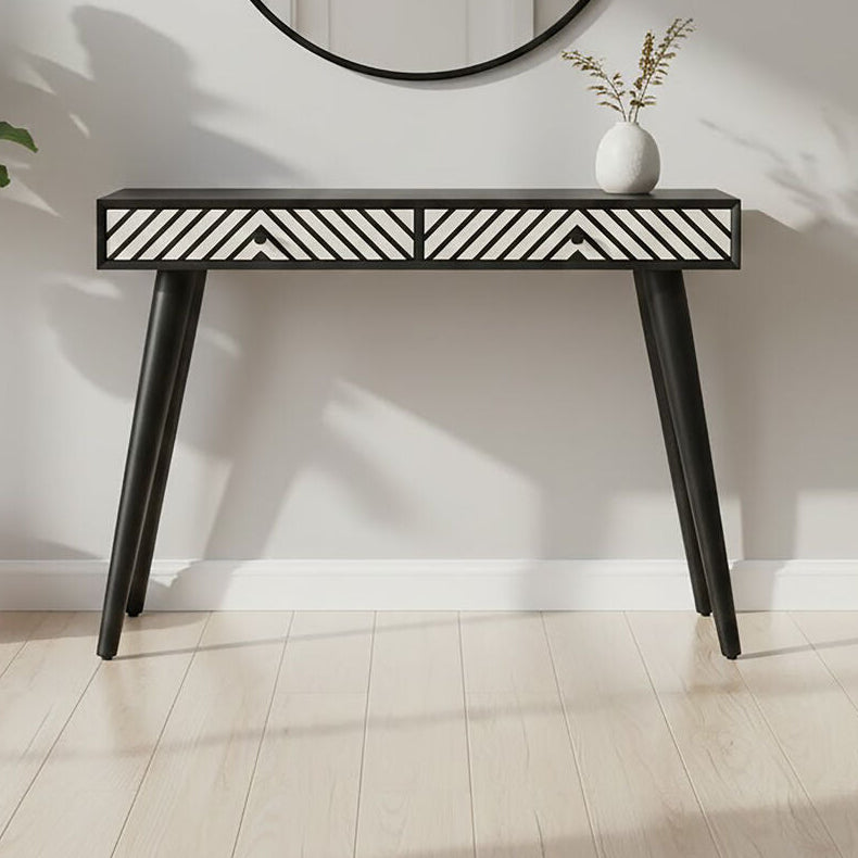 Orsina Console Table with Two Drawers and Geometric Pattern, Ideal for Hallways and Living Rooms