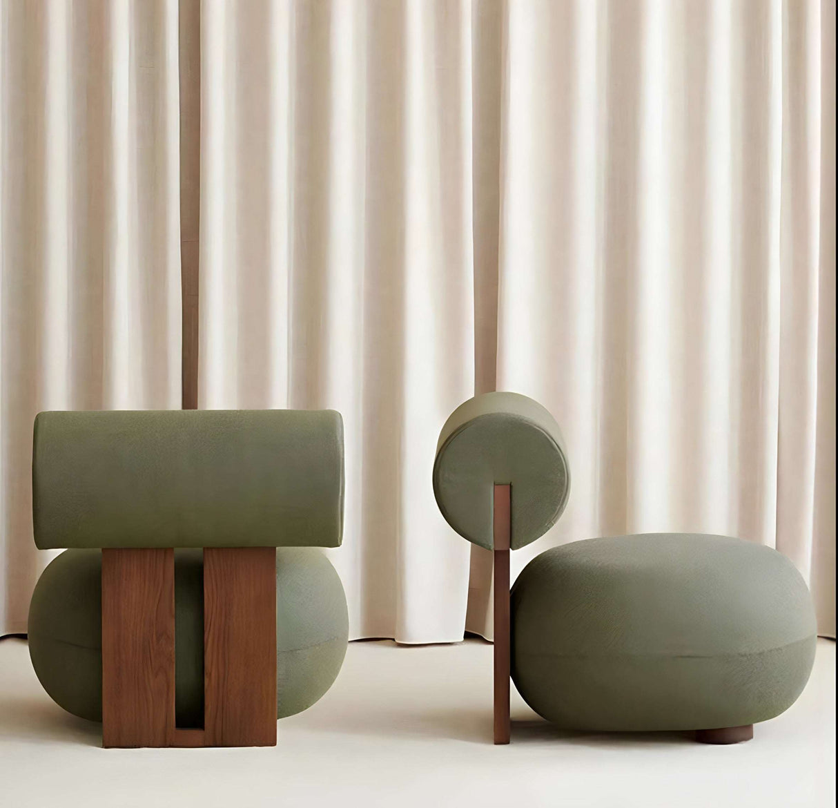 Nisu Home Stylish Chair with Unique Round Design and Wooden Accents for Modern Interiors