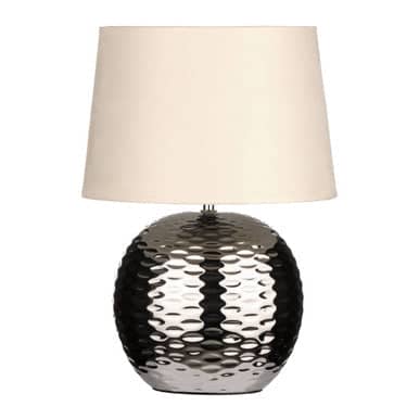 Amiya Dimple Effect Table Lamp In Chrome With Fabric Shade Orsina