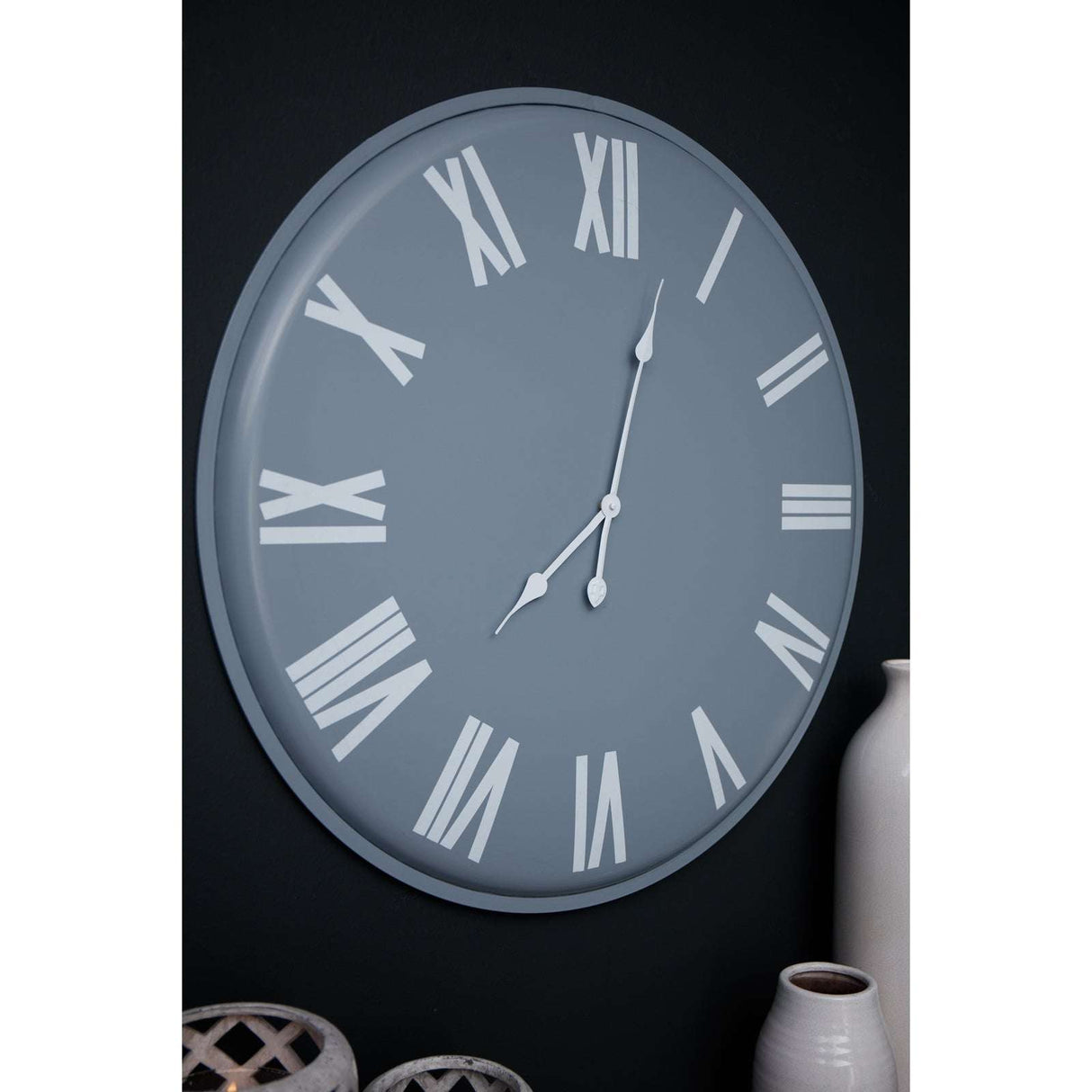 Shades 4 Seasons Large Gray Wall Clock with Roman Numerals Shades 4 Seasons