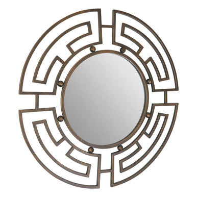 Orsina Wall Mirror with an Intricate Geometric Design in Bronze Finish for Hallways