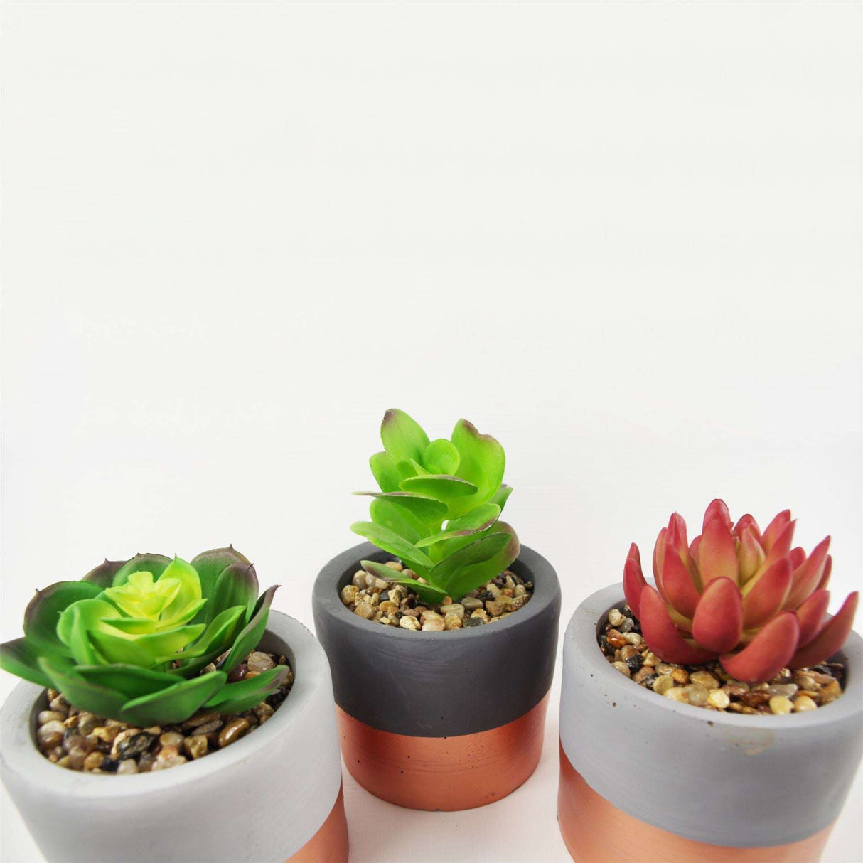 Leaf Copper Band Planters - Set of 3 Concrete Succulent Pots Leaf