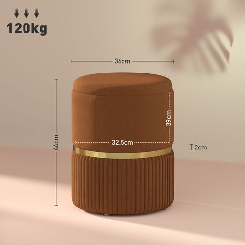 HOMCOM Round Pouffe, Storage Footstool with Cushioned Top HOMCOM