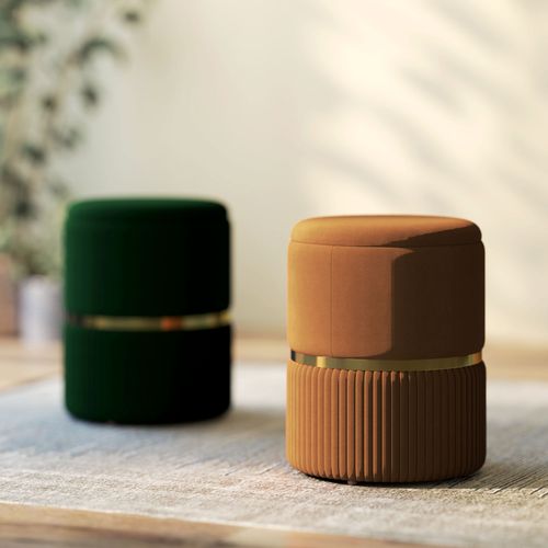 HOMCOM Round Pouffe, Storage Footstool with Cushioned Top HOMCOM