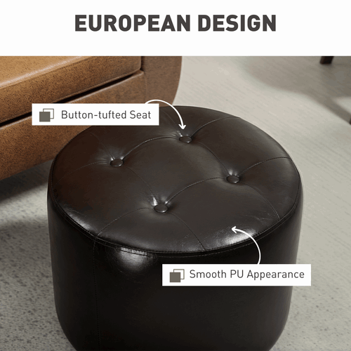 HOMCOM Swivel Footstool - Round PU Leather Ottoman HOMCOM