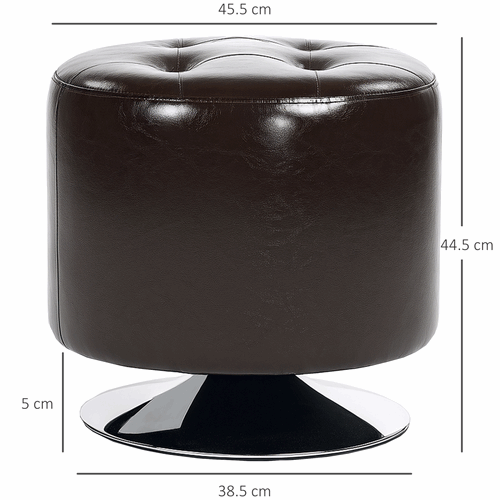 HOMCOM Swivel Footstool - Round PU Leather Ottoman HOMCOM