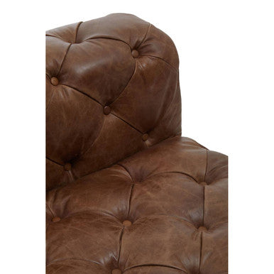 Orsina Modular Sofa in rich brown leather with tufted design and button detailing