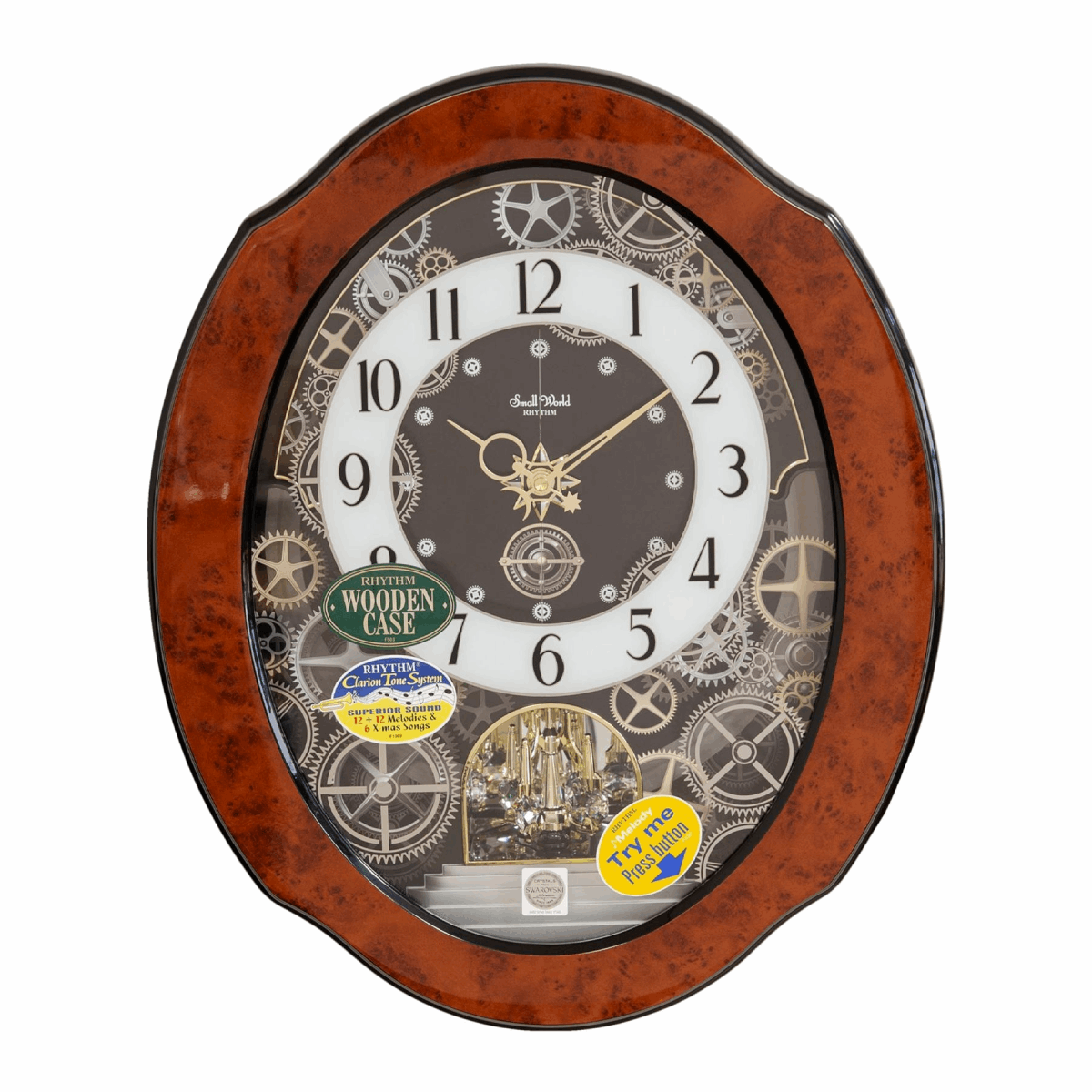Widdop Motion Clock with an ornate wooden case and visible clockwork for elegant home decor