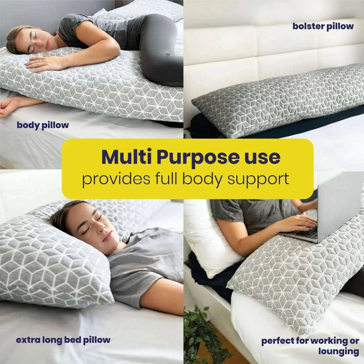 Brightr Sleep Body Pillow designed for full body support during pregnancy and lounging