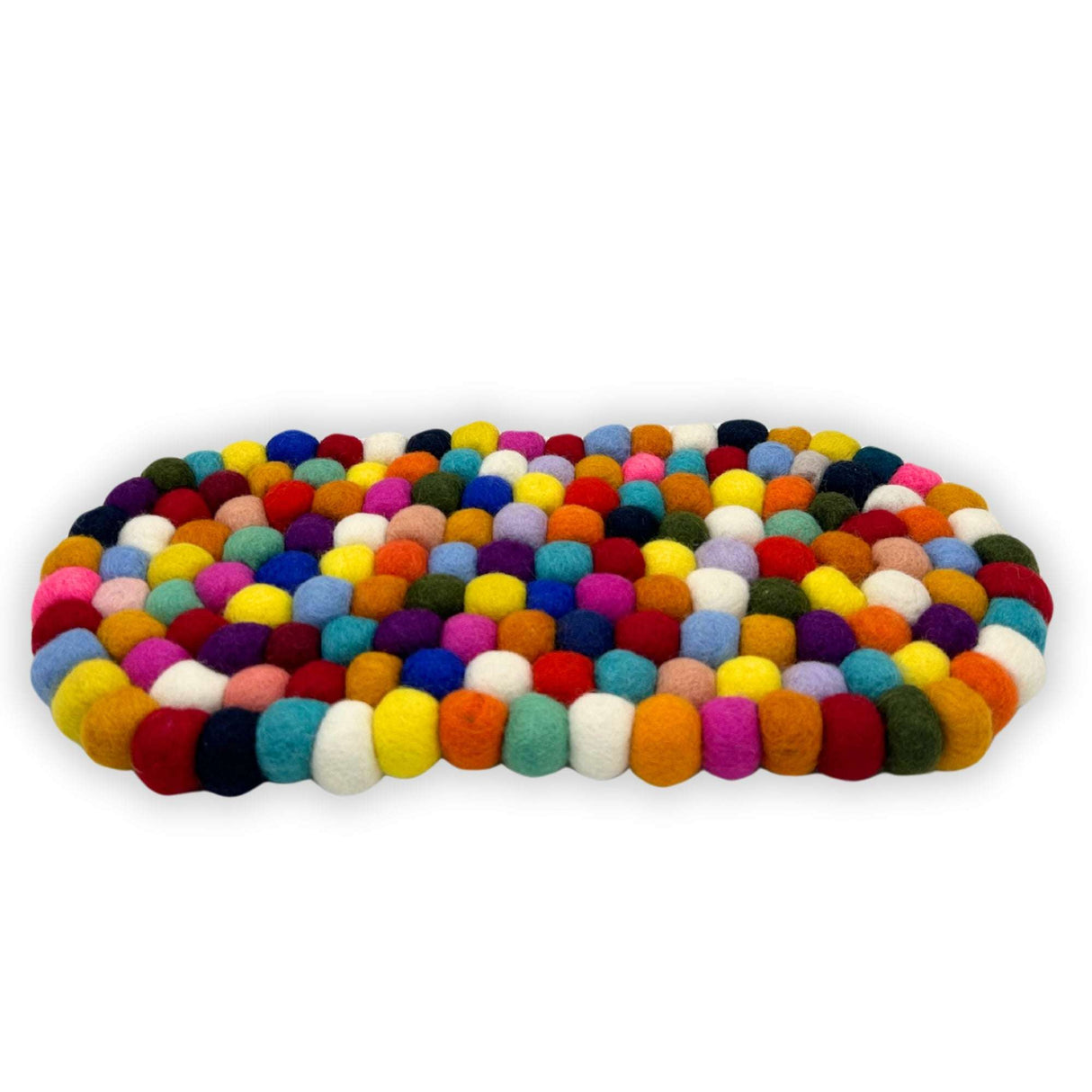 Felt Ball Oval Centre Mat - Multi Colour Shades 4 Seasons