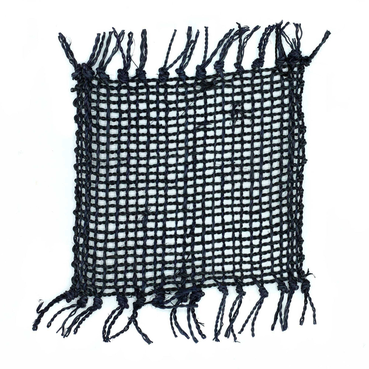 Set of 4 Seagrass Fringe Natural Coasters - Black AW-Dropship