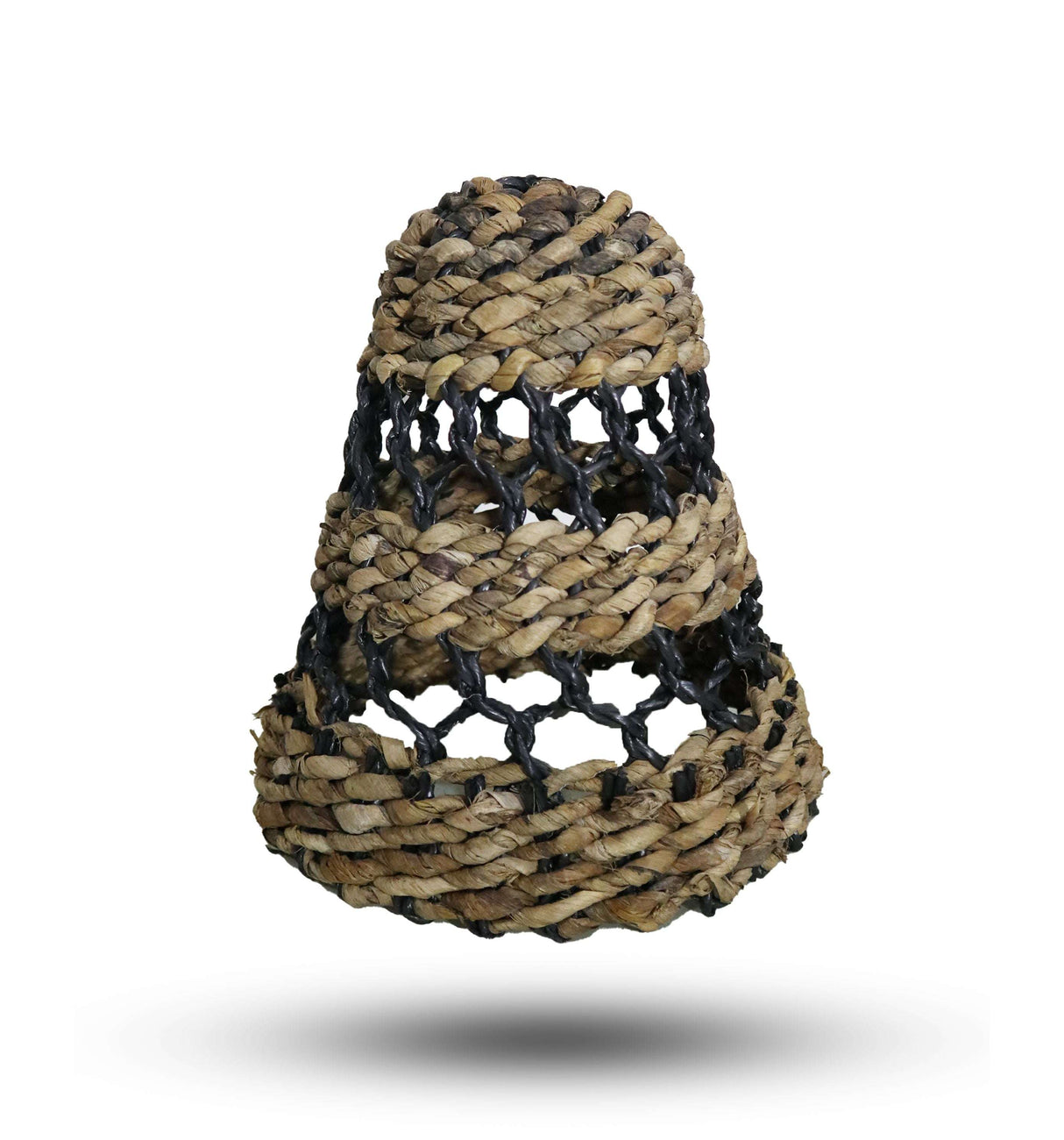 Natural Banana Leaf and Hitam Raffia Lamp Shades with Unique Handwoven Design for Home Decor