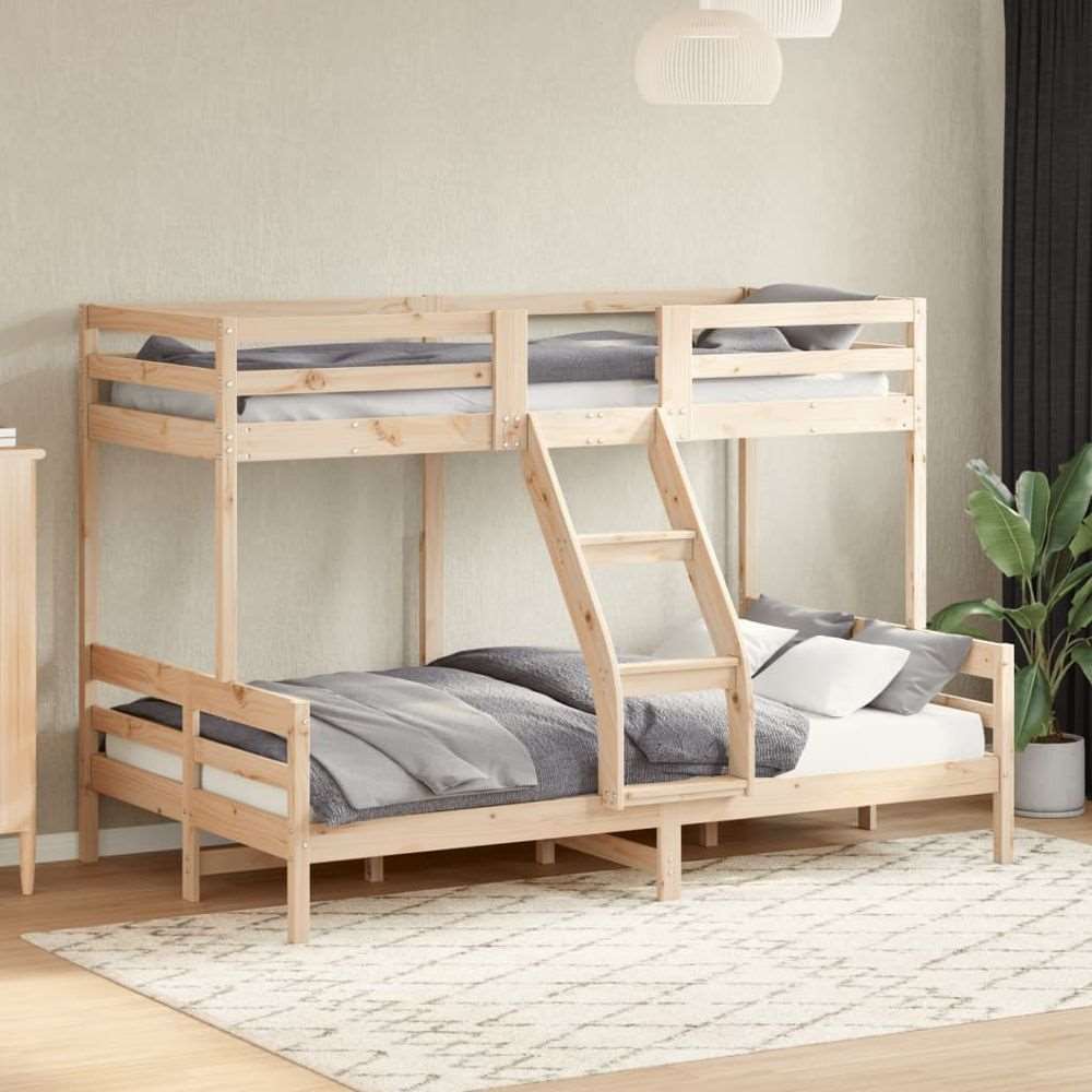 vidaXL Natural Wood Bunk Bed with Ladder - Space Saving vidaXL