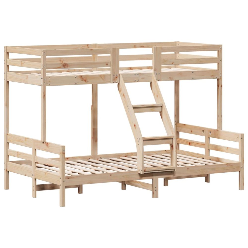 vidaXL Natural Wood Bunk Bed with Ladder - Space Saving vidaXL