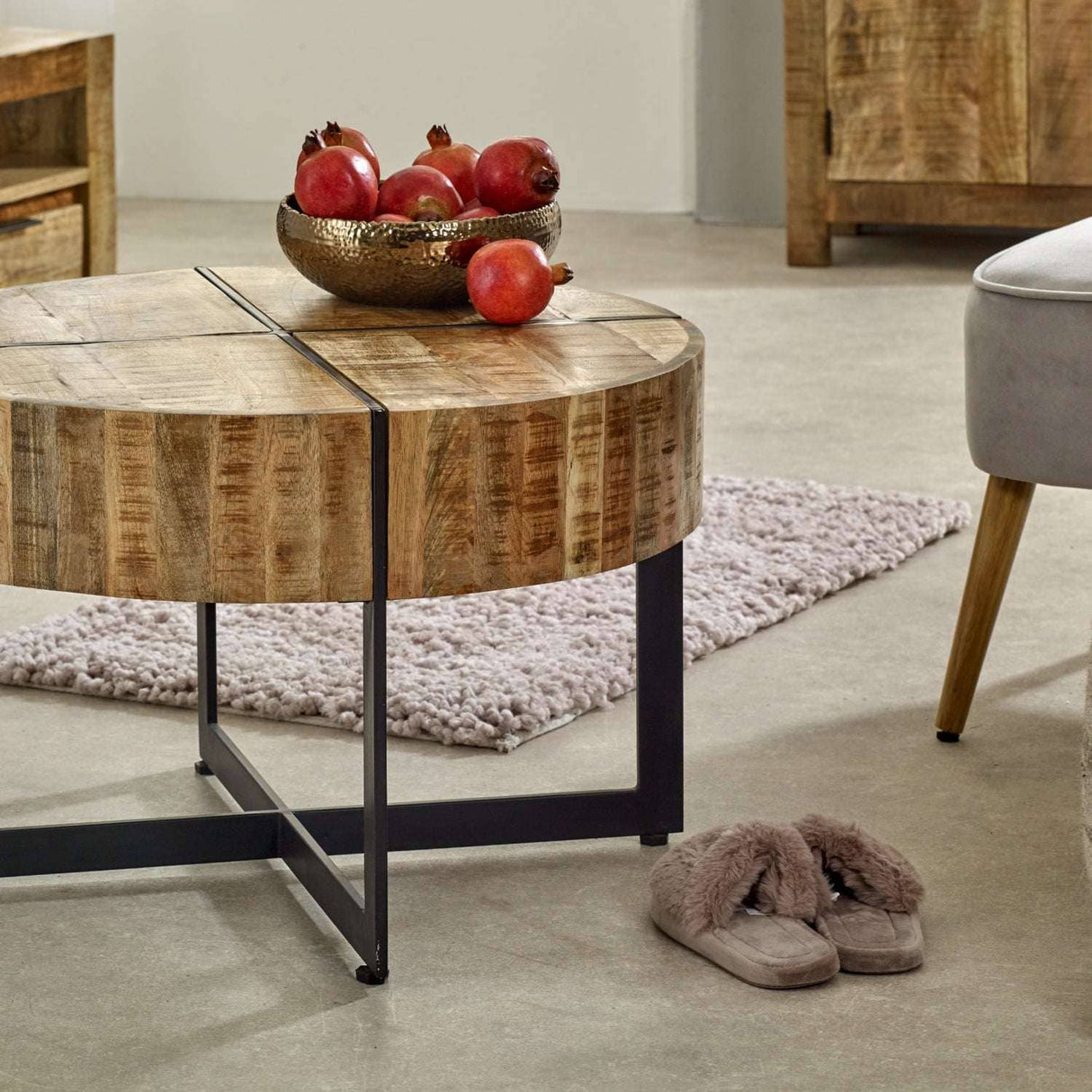 Merlin Mango Wooden Coffee Table With Metal Legs Verty Furniture