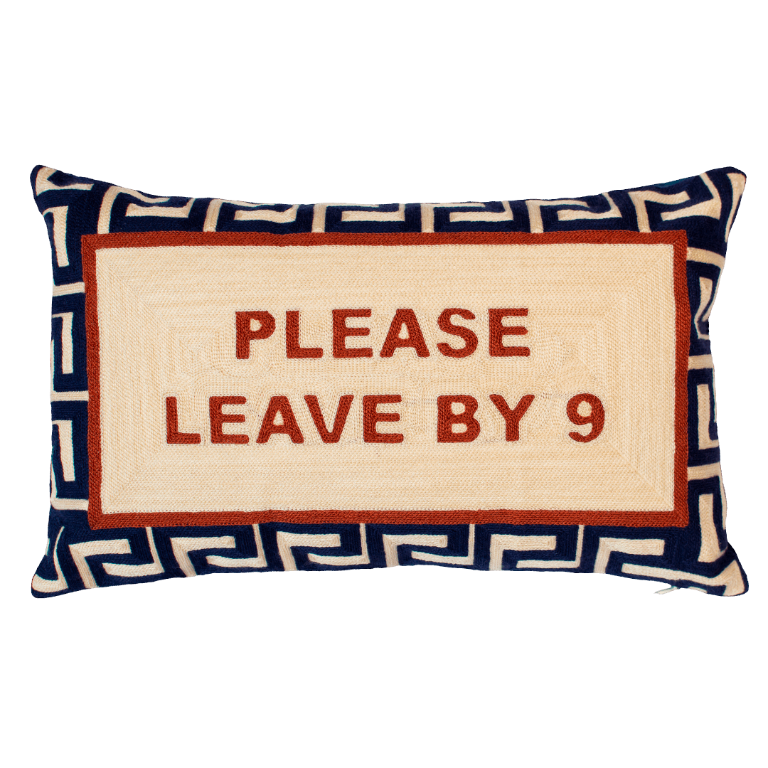 Please Leave By 9 Needlepoint Cushion The Pillow Drop