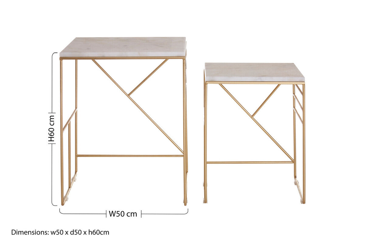 Avantis Marble Set Of 2 Square Nesting Tables Orsina