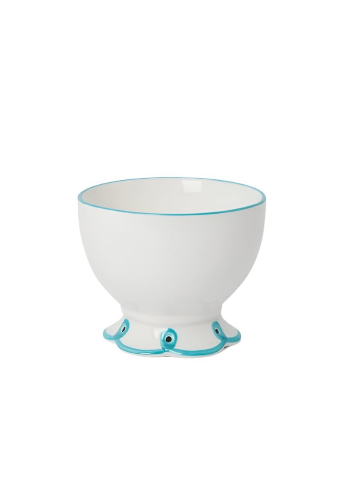 Casa by Josephine Jenno Nibbles Bowl in White with Turquoise Trim for Serving Snacks