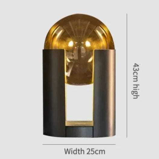 Norda Lamp by Nisu Home with a stylish design, 43cm high and 25cm wide, featuring a gold dome shade