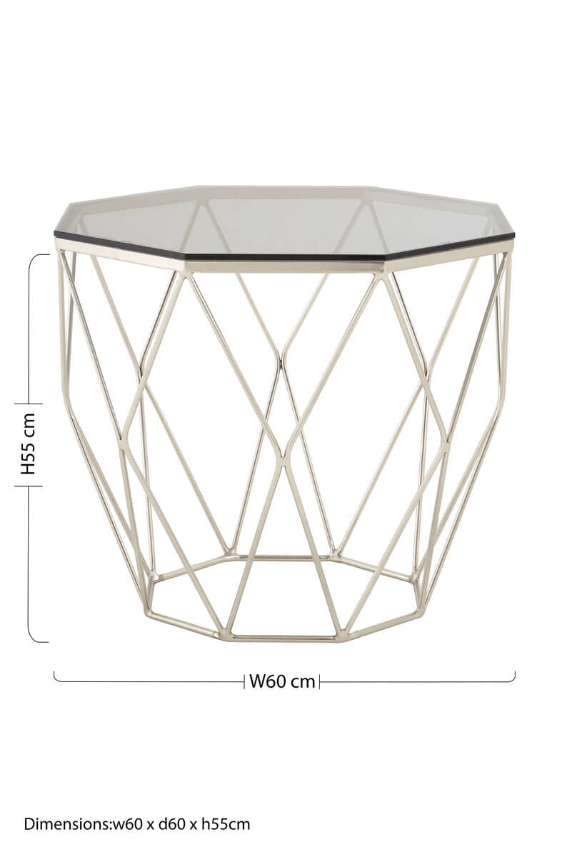 Allure Octagonal End Table With Brushed Nickel Base Orsina