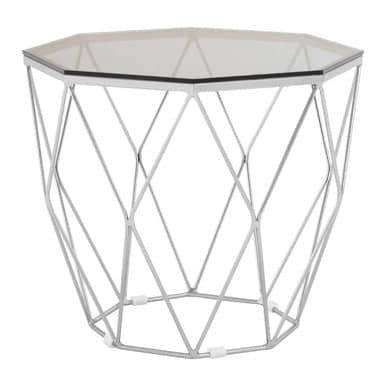 Allure Octagonal End Table With Brushed Nickel Base Orsina