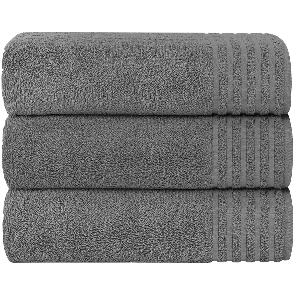 OLIVIA ROCCO Grey Bath Sheets Stack of Three Soft and Absorbent Towels