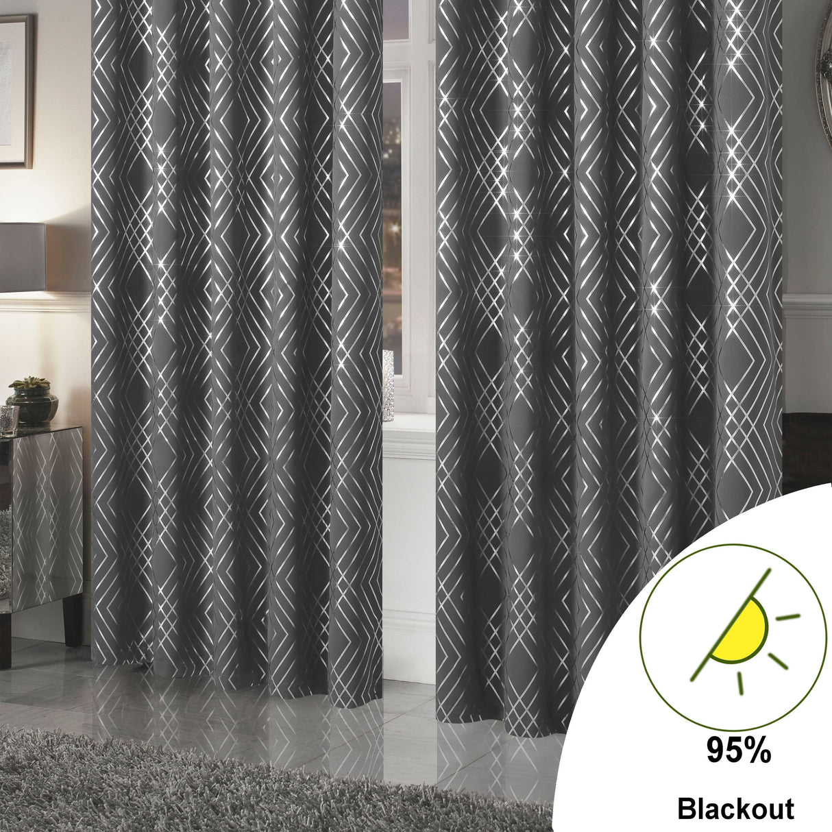 OLIVIA ROCCO Blackout Curtains with geometric pattern, designed to block light for a serene environment